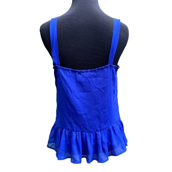 American Eagle Lace & Ruffle Sapphire Blue Camisole Tank Top Size Medium - Picture 3 of 5